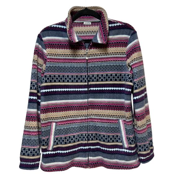 Damart Long Knit Full Zip Sweater Cardigan Multicolor Women's Size 14/16‎ - Picture 1 of 9